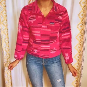 RARE Patagonia Synchilla Pink Boho Print Sweater